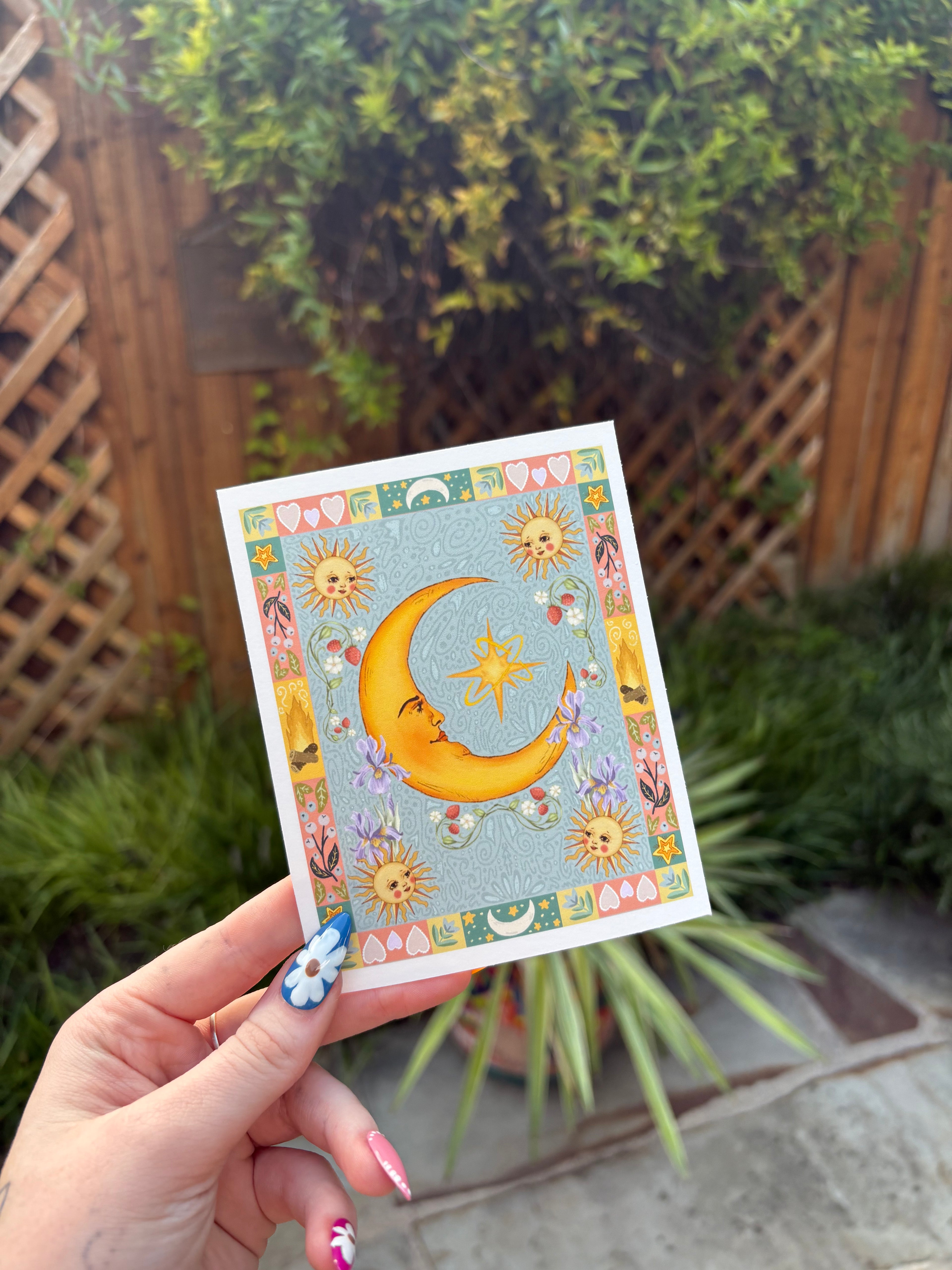 Folk Art Celestial Moon Fine Art Print