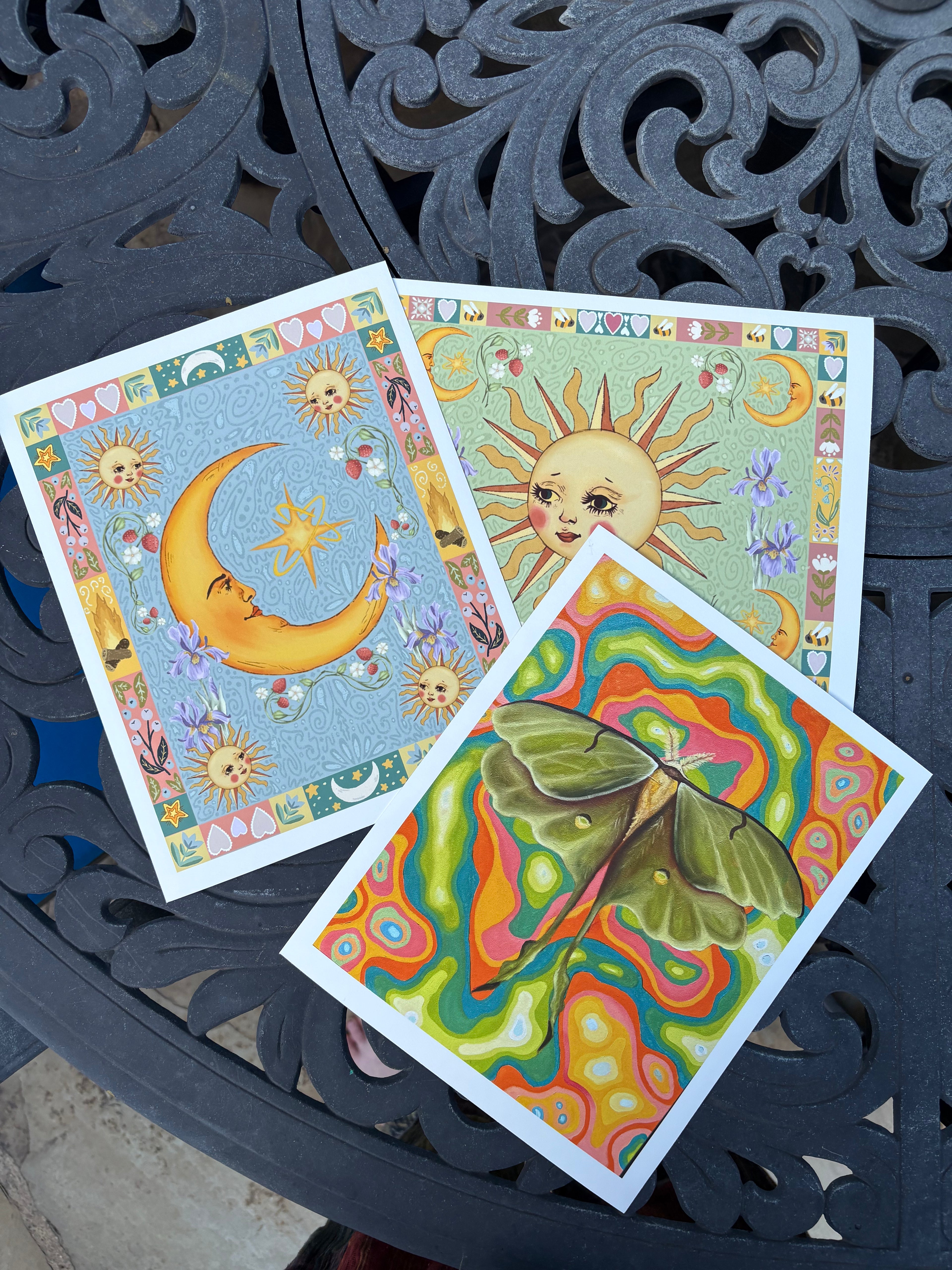 Folk Art Celestial Moon Fine Art Print