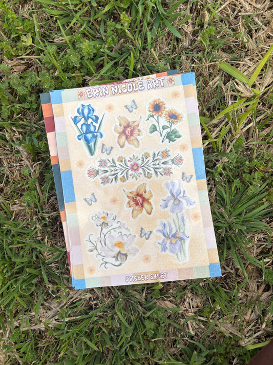 Folky Flowers 5x7 Sticker Sheet
