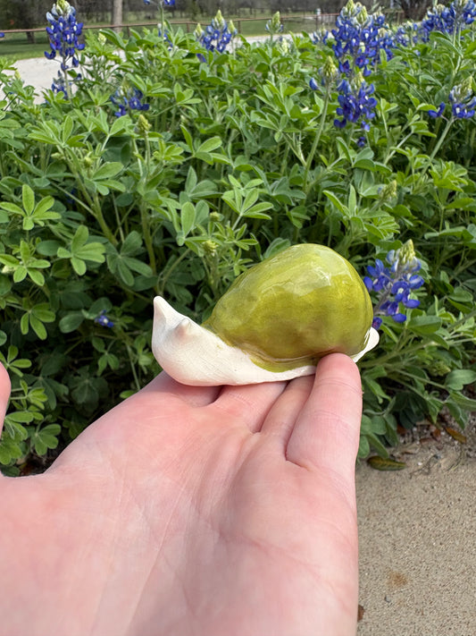 Ceramic Snail Buddy - Green Snail