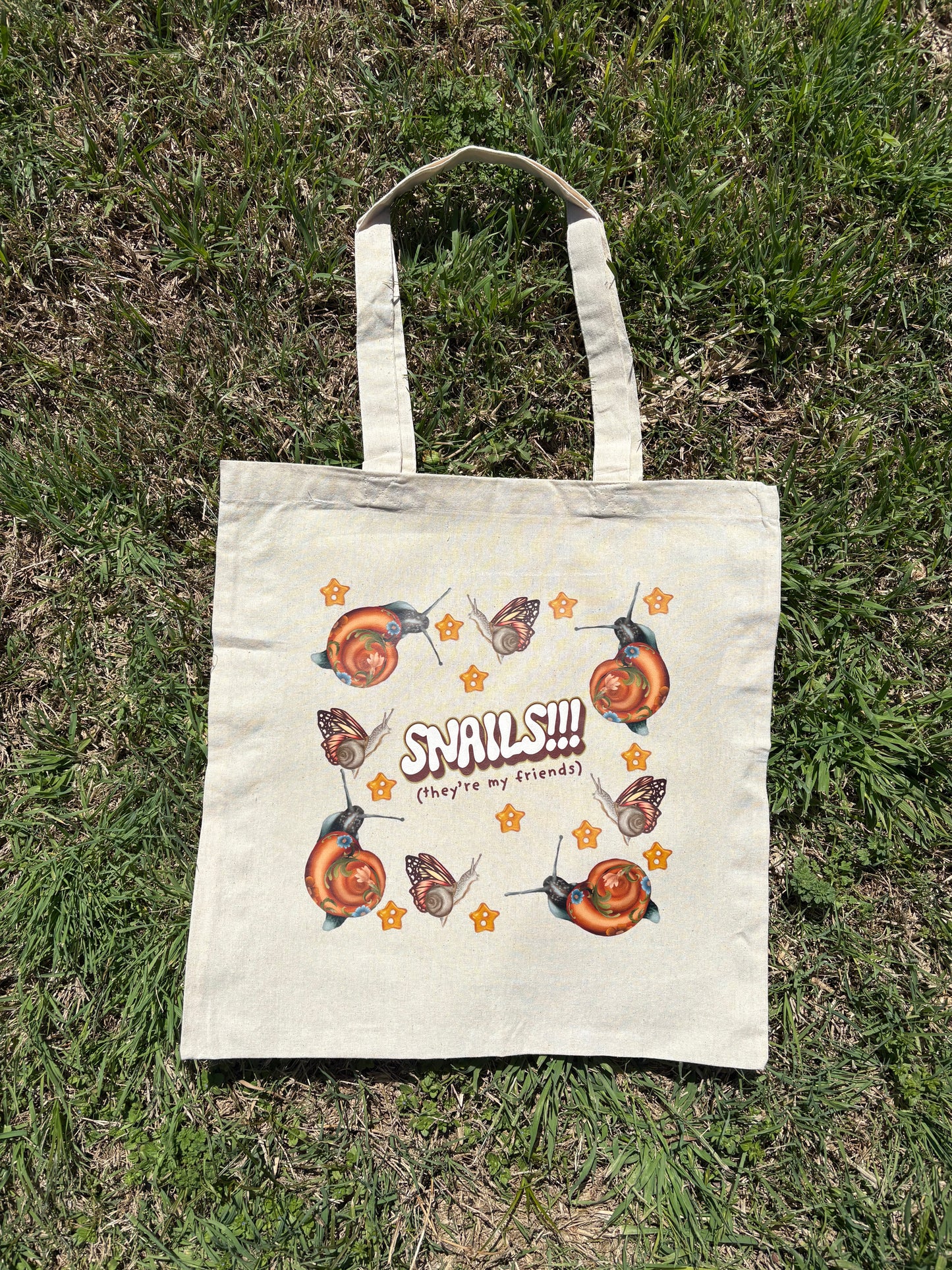 Folk Art SNAILS Canvas Tote Bag