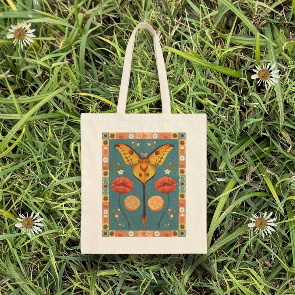 Folk Art Comet Moth Canvas Tote Bag