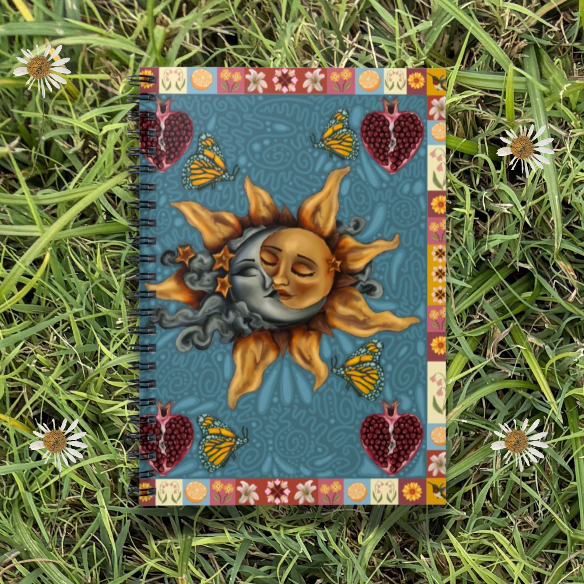 Autumn Celestial Sun and Moon Spiral Notebook