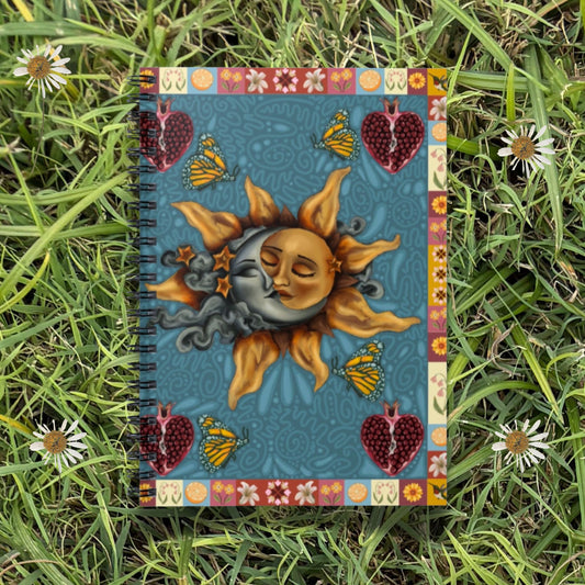 Autumn Celestial Sun and Moon Spiral Notebook