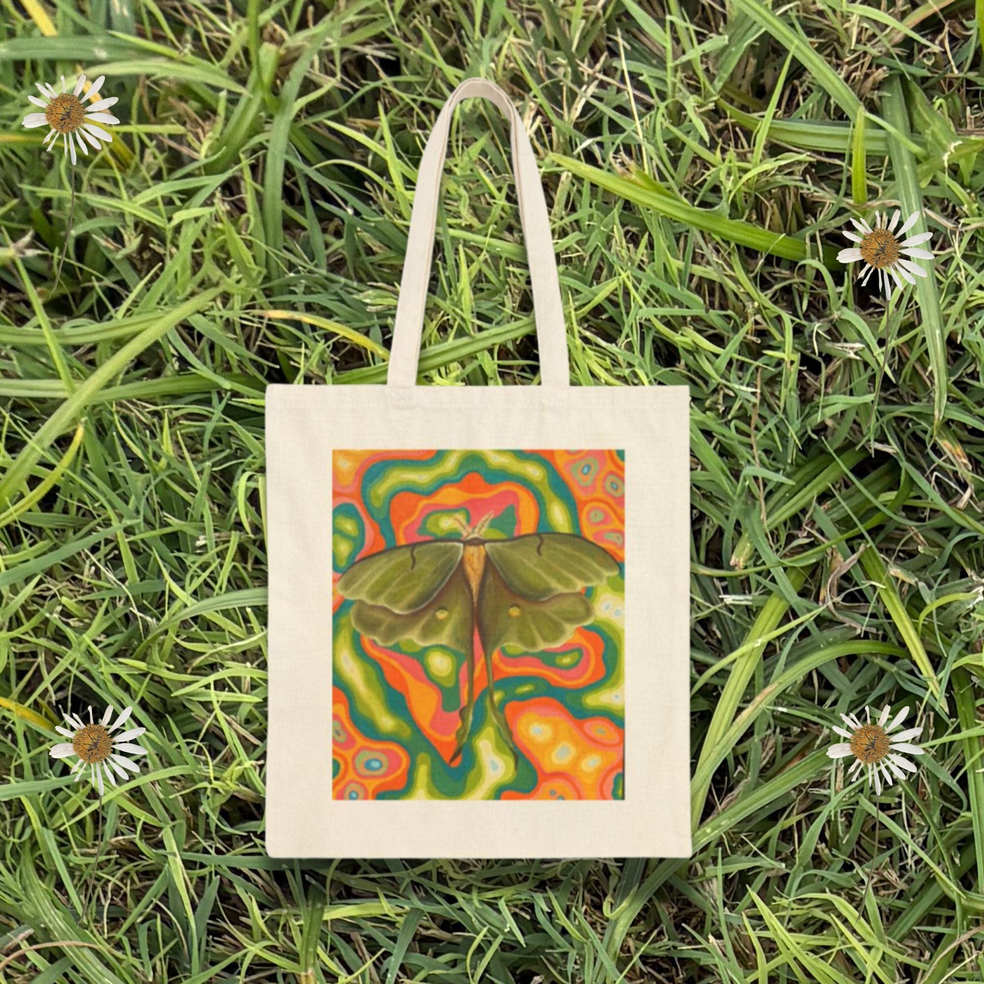 Abstract Lunar Moth Canvas Tote Bag