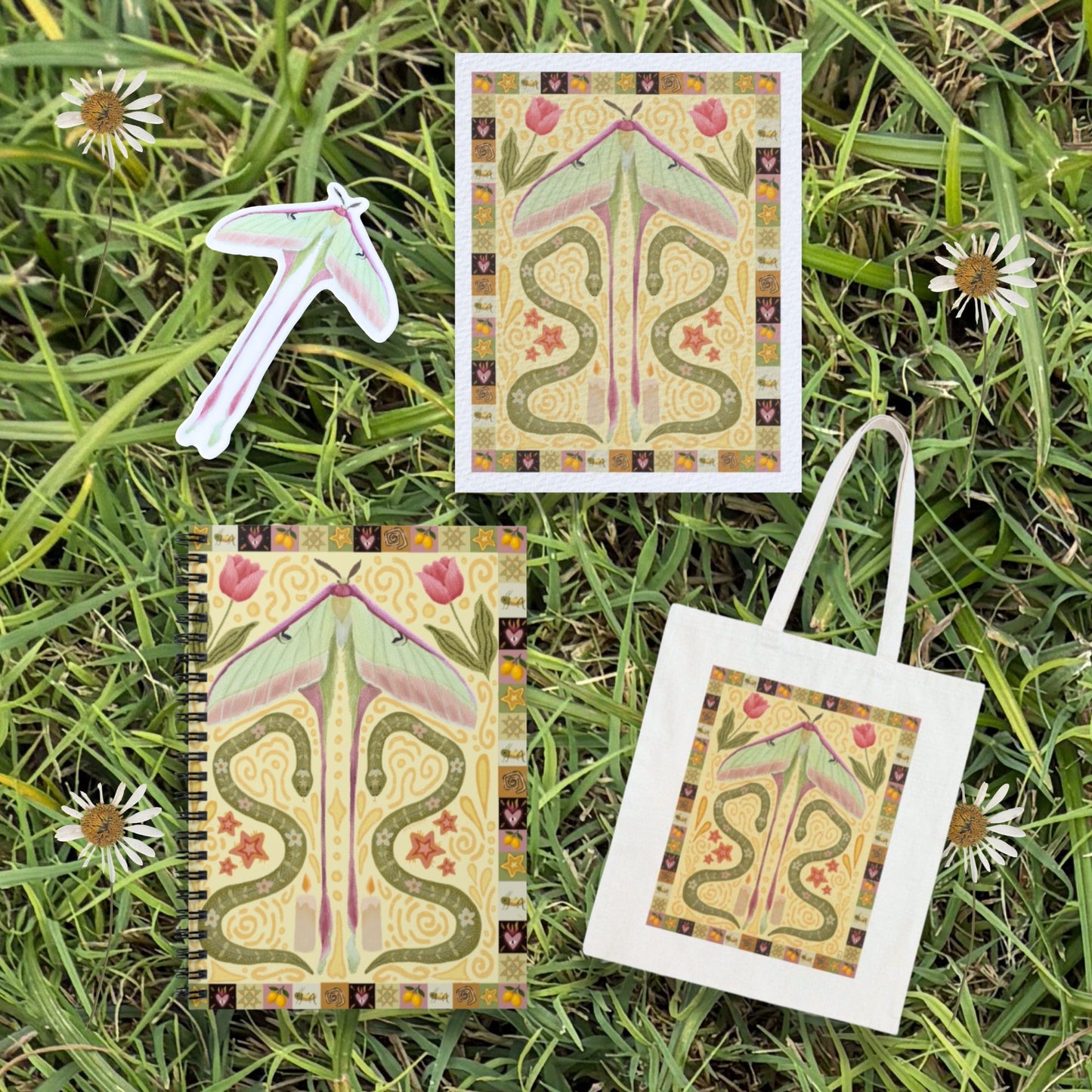 Folk Art Boho Western Moth Item Bundle