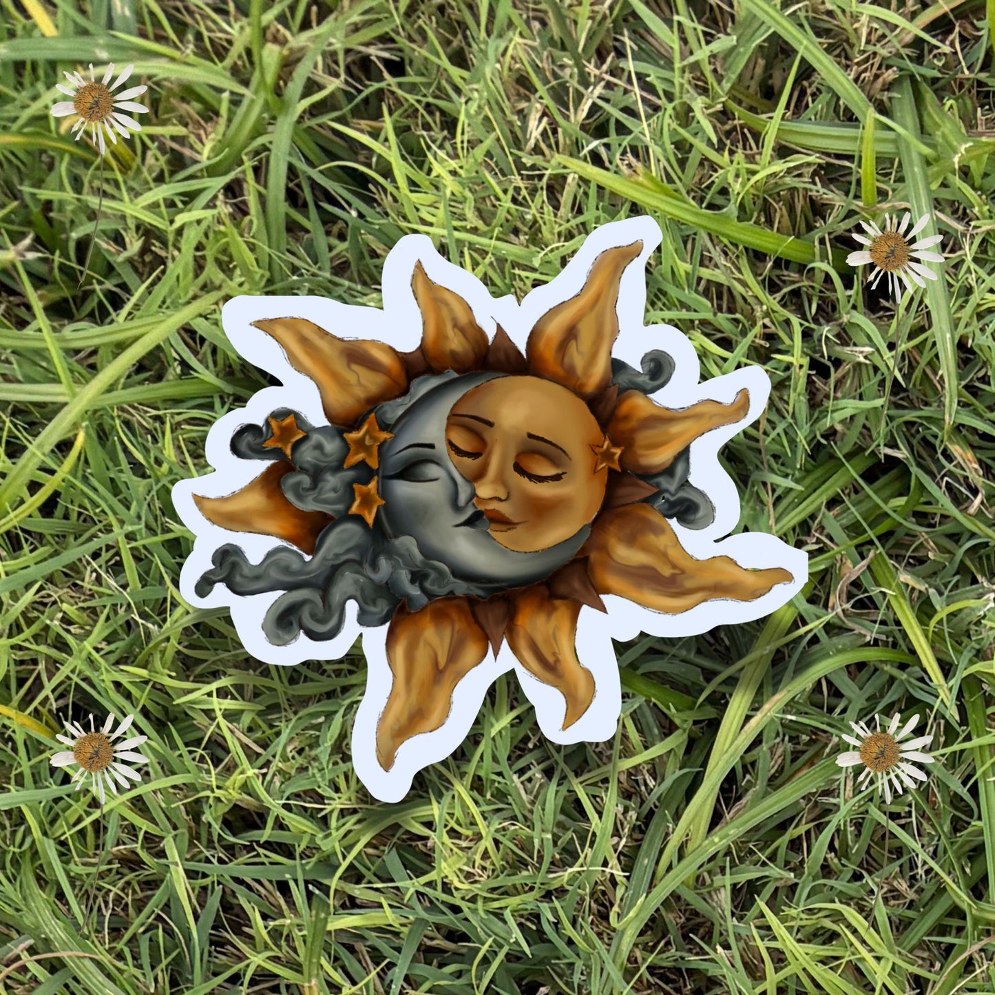 3" Autumn Celestial Sun and Moon Sticker