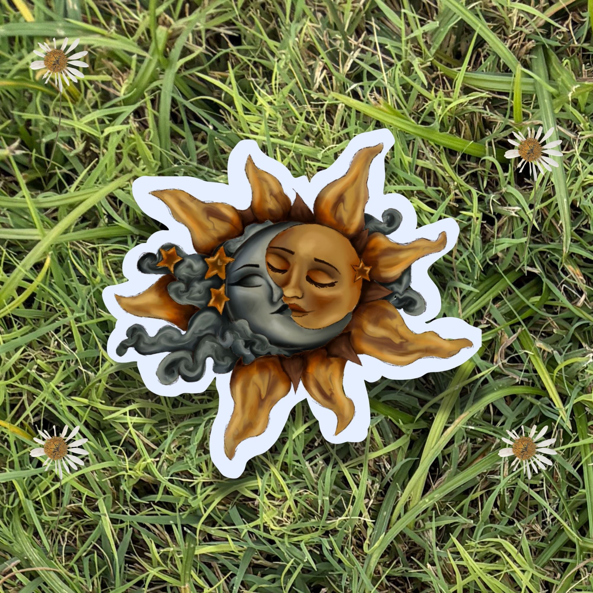 3" Autumn Celestial Sun and Moon Sticker