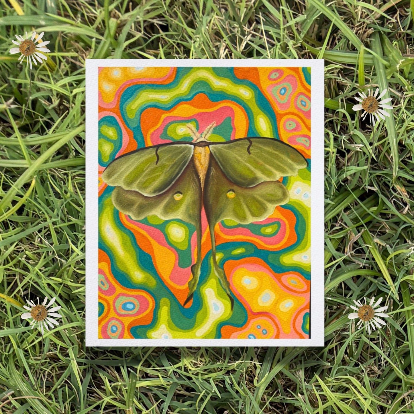 Abstract Psychedelic Lunar Moth Fine Art Print