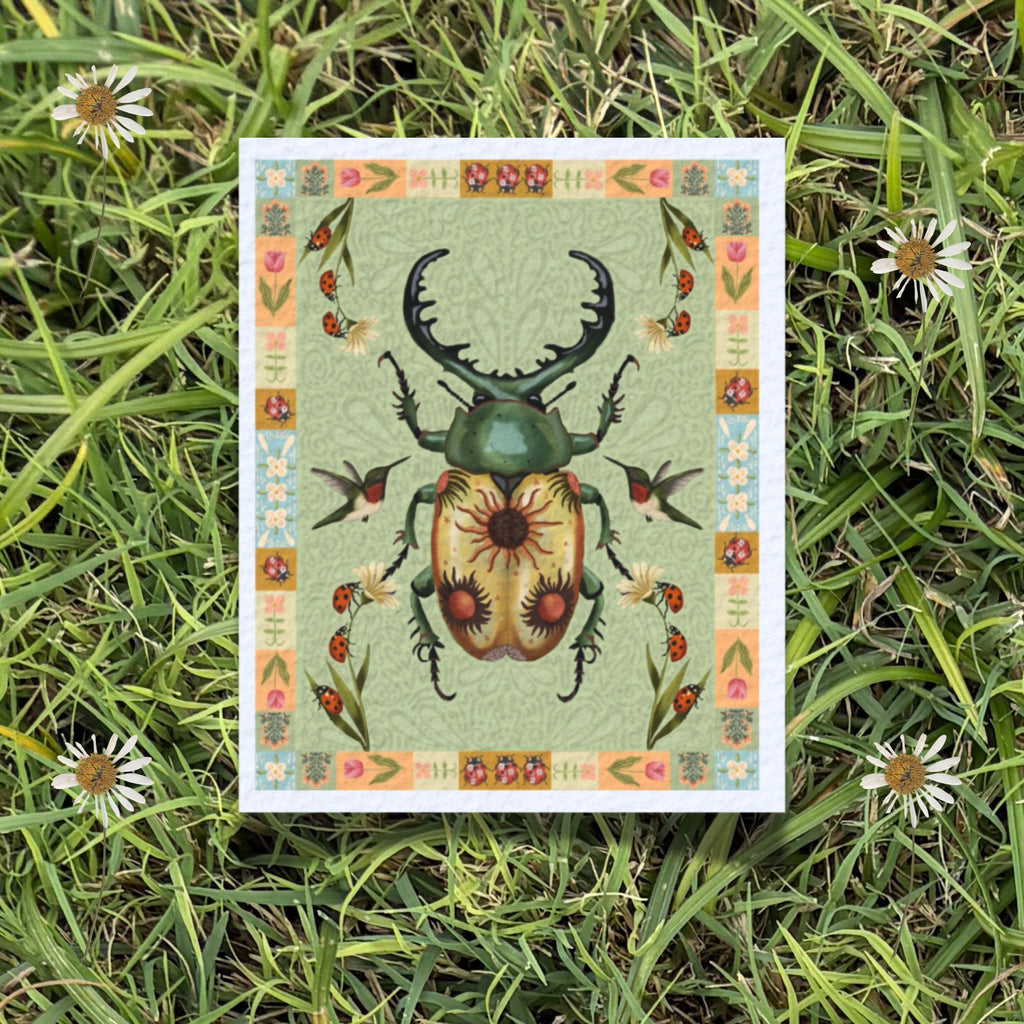 Folk Art Sun Beetle Fine Art Print