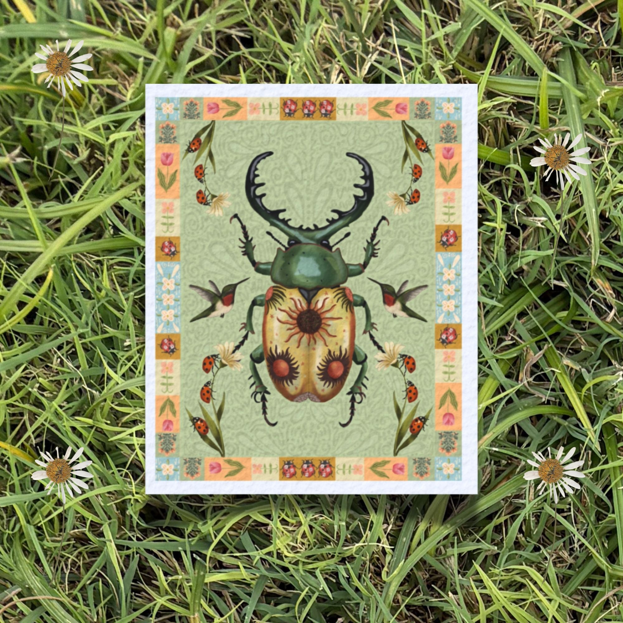 Folk Art Sun Beetle Fine Art Print