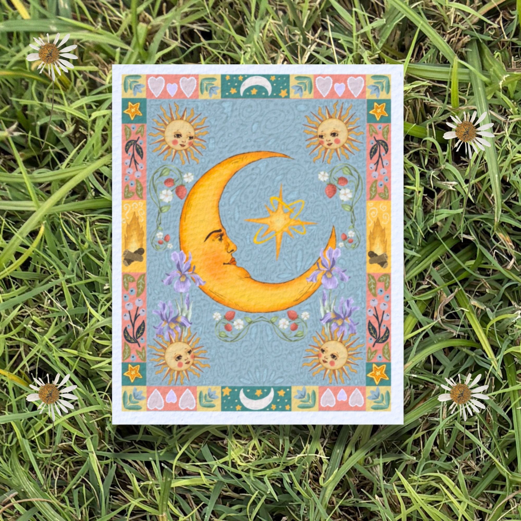 Folk Art Celestial Moon Fine Art Print