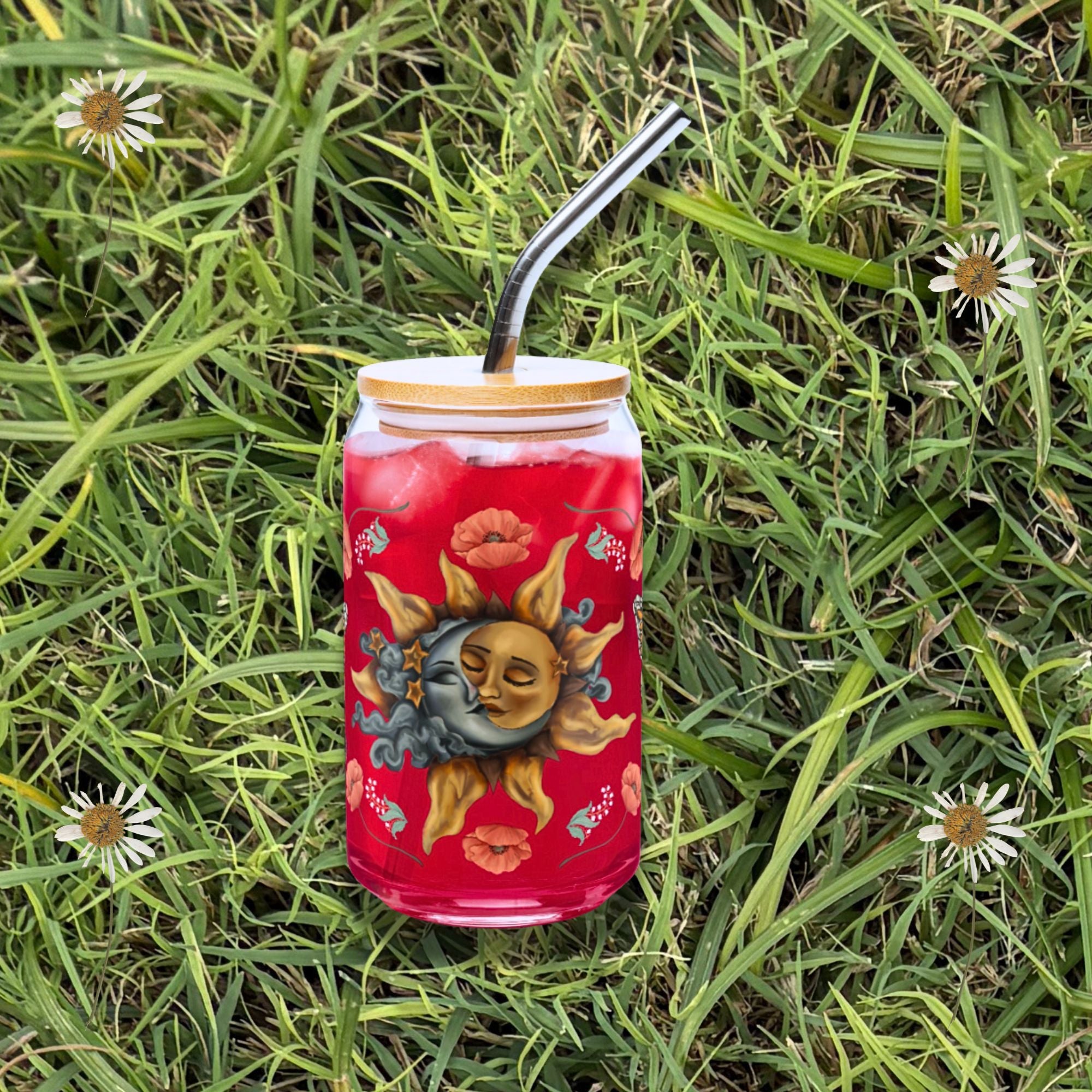 Autumn Celestial Sun and Moon Glass Cup