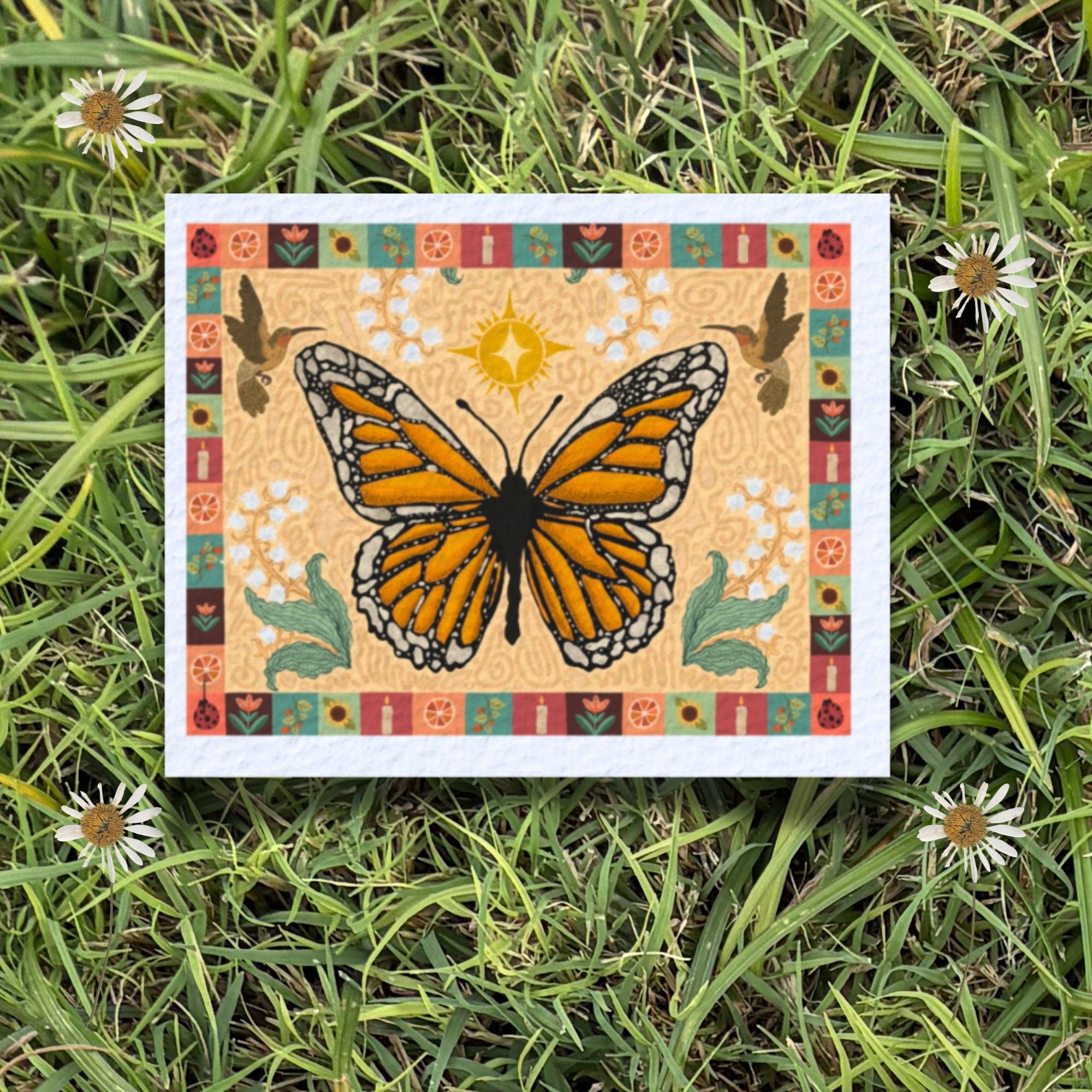 Folk Art Monarch Butterfly Fine Art Print
