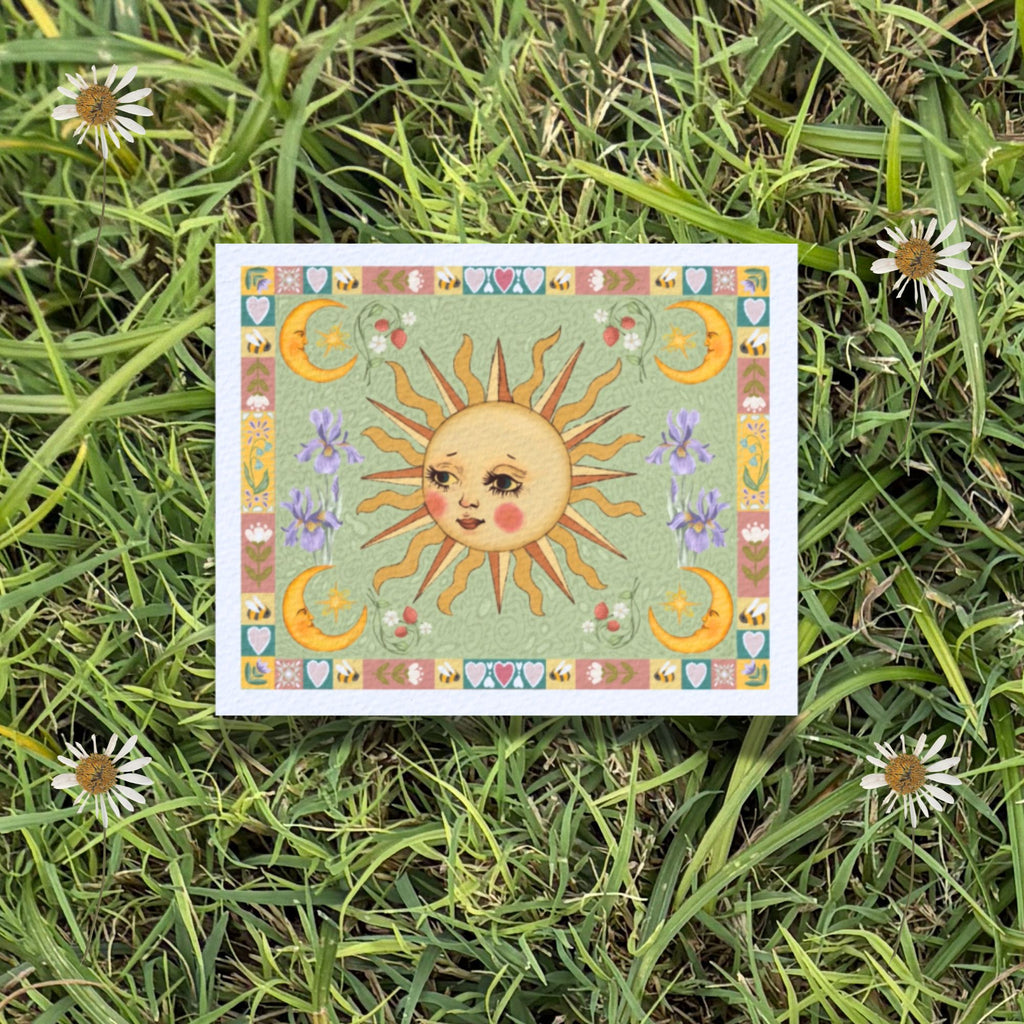 Folk Art Celestial Moon Fine Art Print
