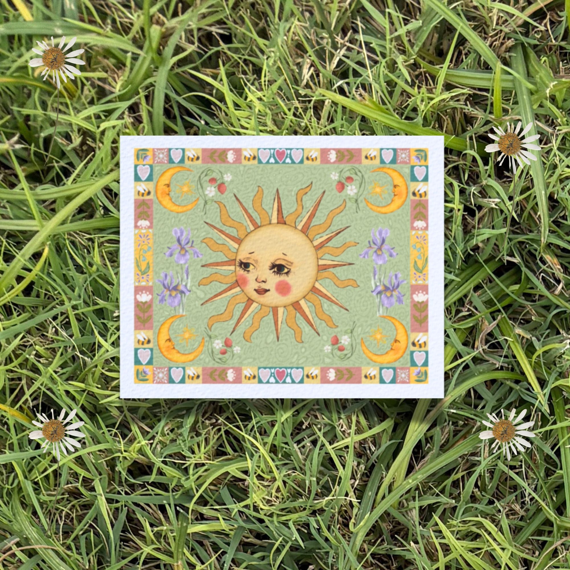 Folk Art Celestial Moon Fine Art Print