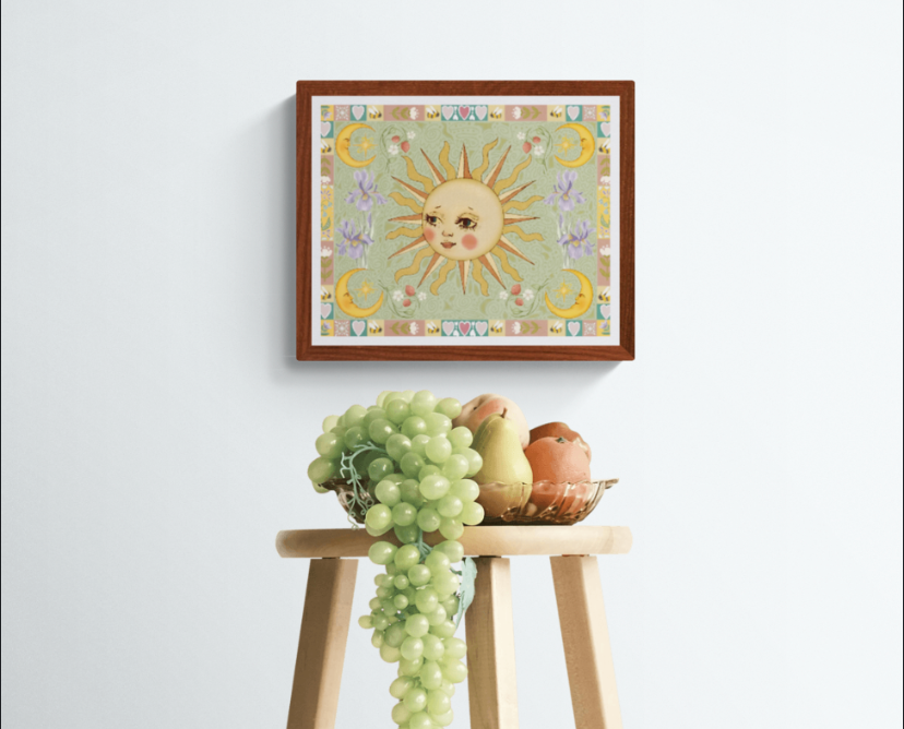 Folk Art Celestial Moon Fine Art Print