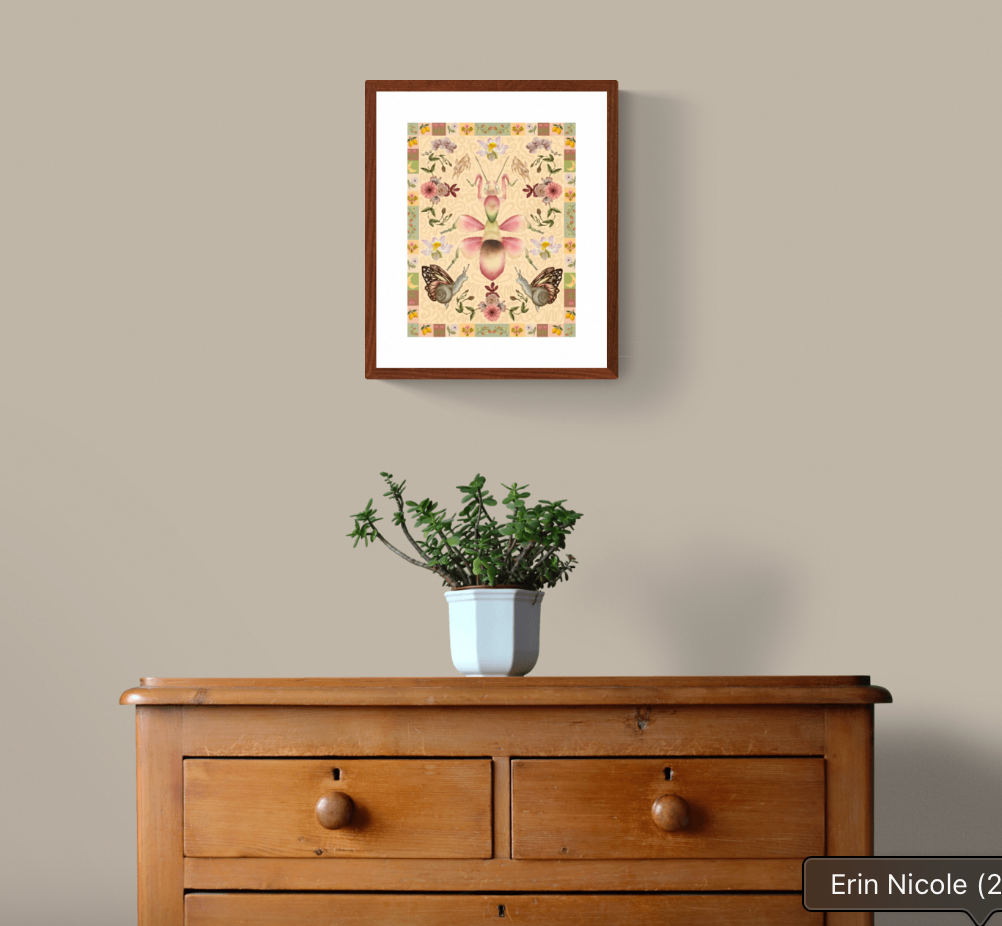 Folk Art Orchid Mantis Fine Art Print