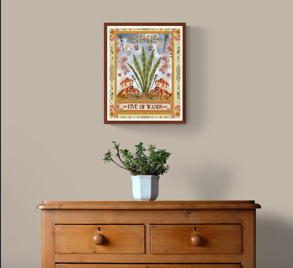 The Five of Wands Fine Art Print - The Tarot Card Collection