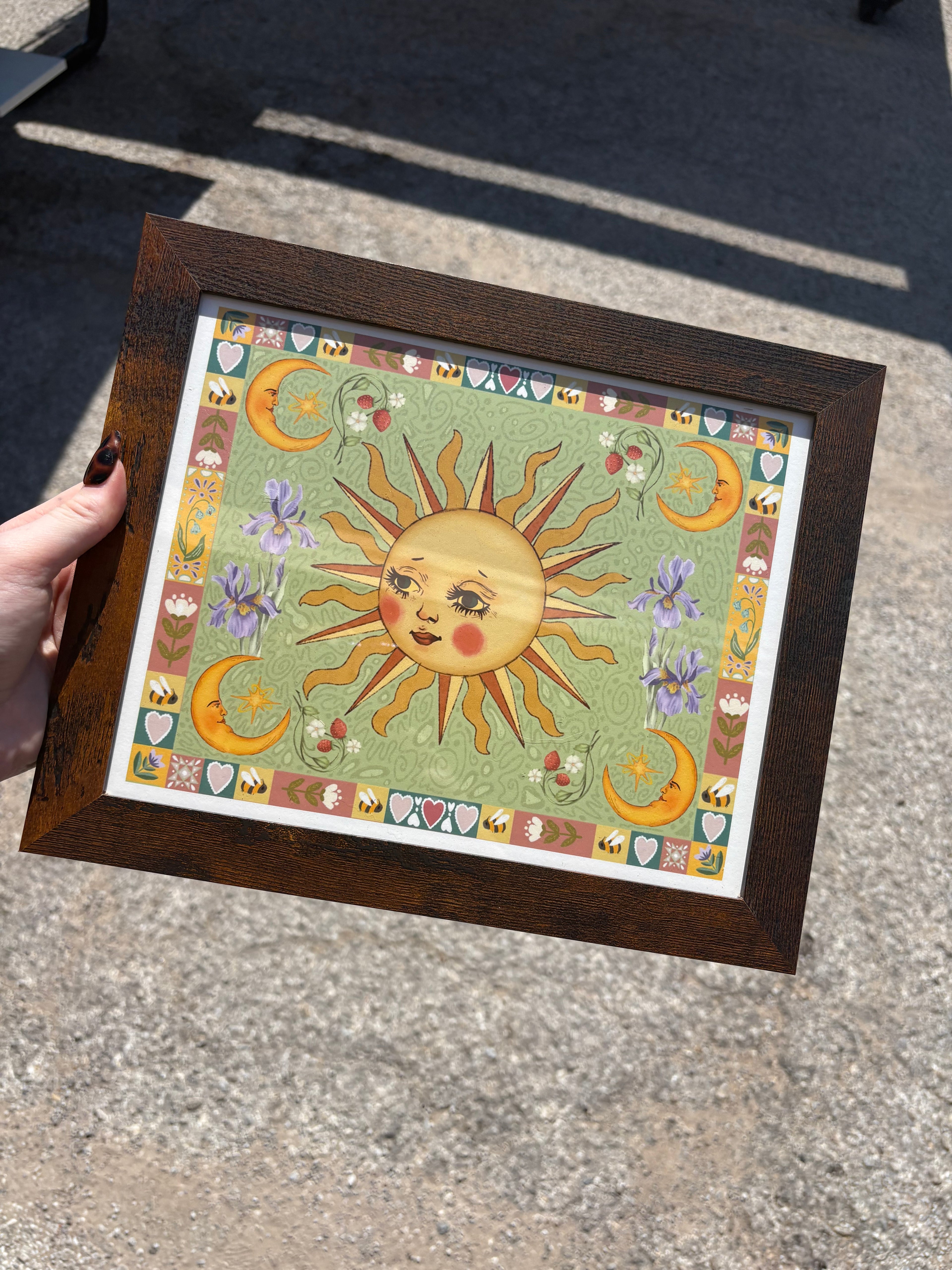 Folk Art Celestial Moon Fine Art Print