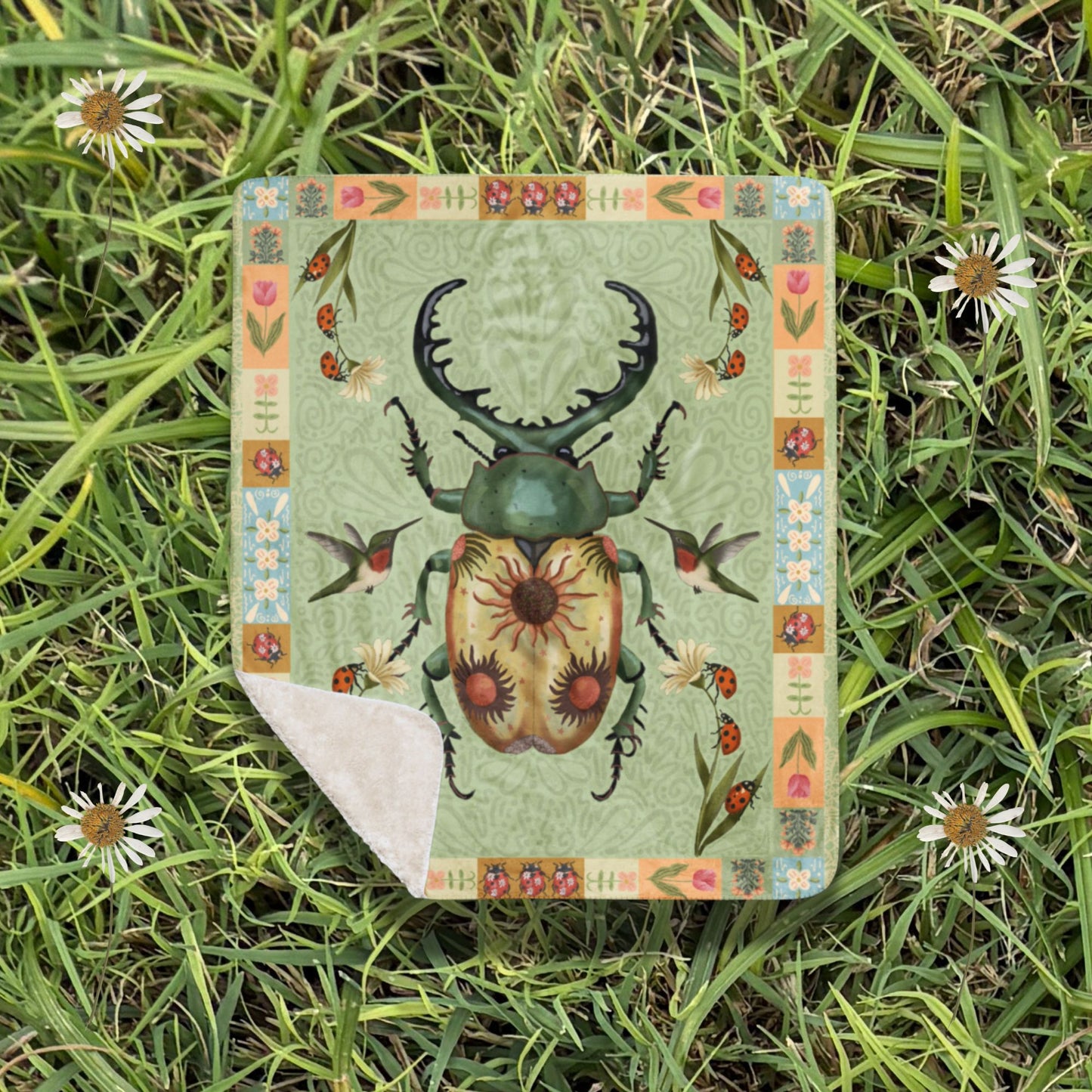The Sun Beetle Fleece and Sherpa Blanket