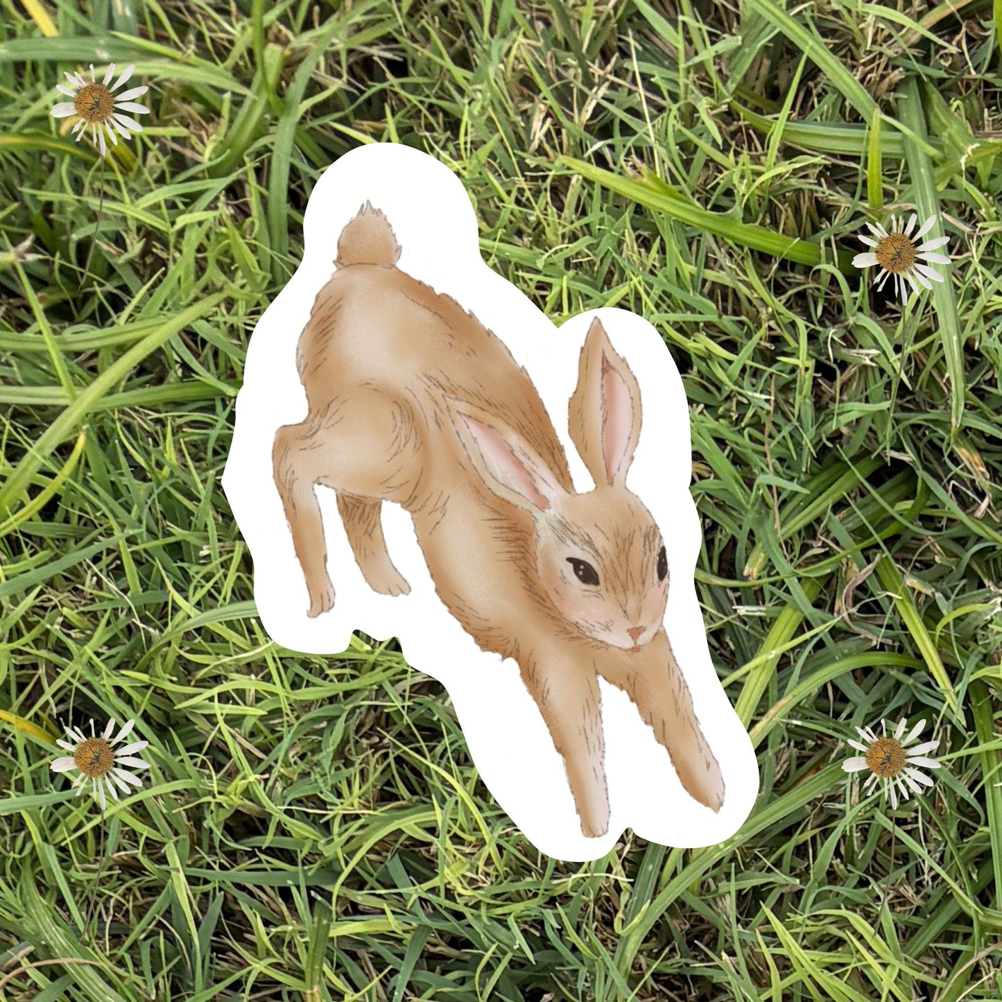 3" Folk Art Bunny Vinyl Sticker