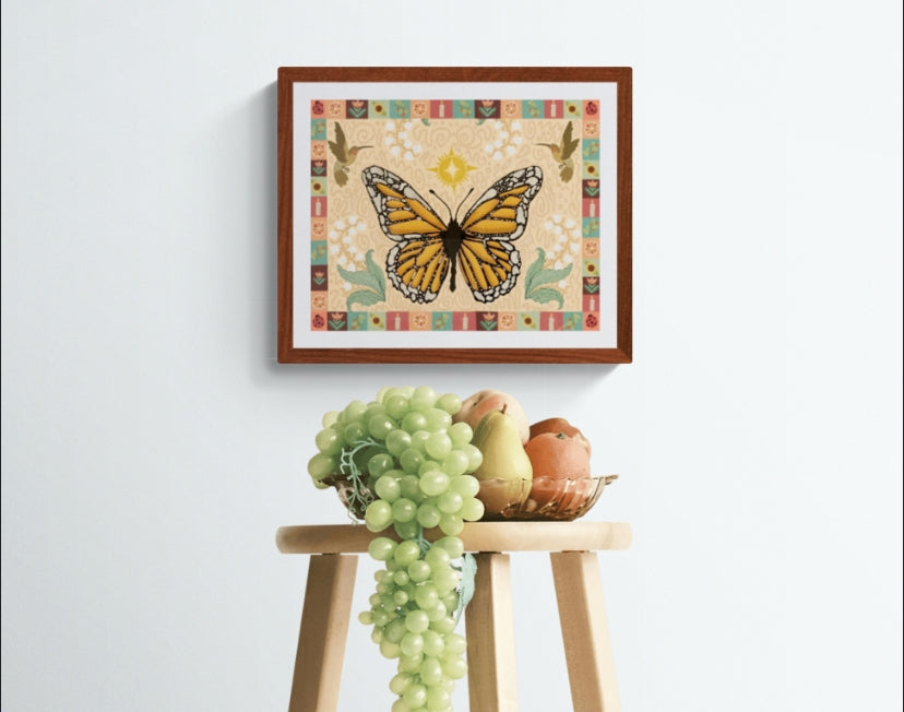 Folk Art Monarch Butterfly Fine Art Print