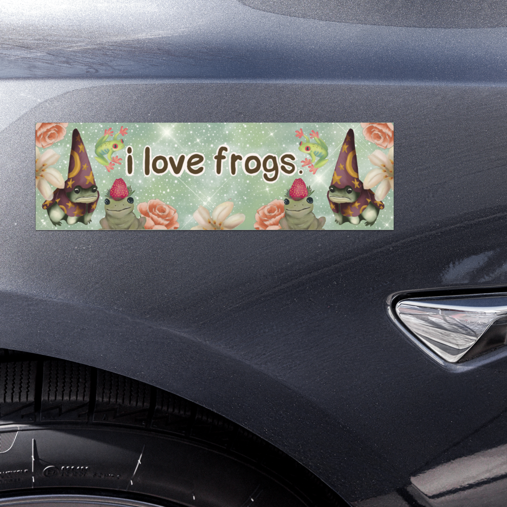 i love frogs! 10x3 Inch Car Magnet
