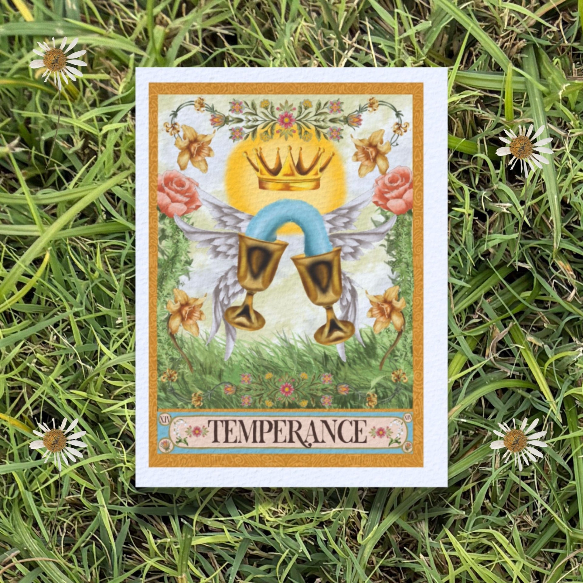 5x7 Folk Art Tarot Card Fine Art Print "Temperance"