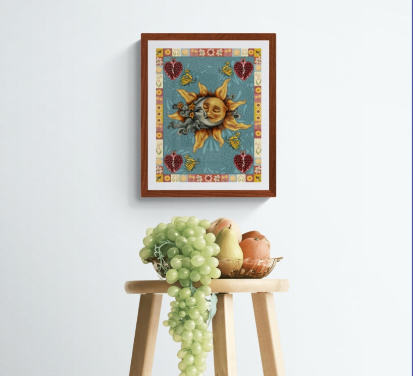 Autumn Celestial Sun and Moon Fine Art Print