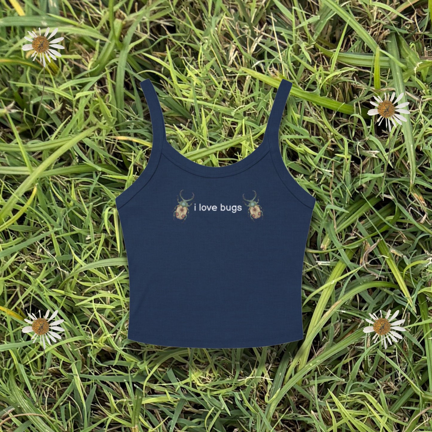 Cropped "i love bugs" Women’s Micro-Rib Tank Top