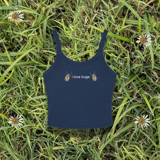 Cropped "i love bugs" Women’s Micro-Rib Tank Top