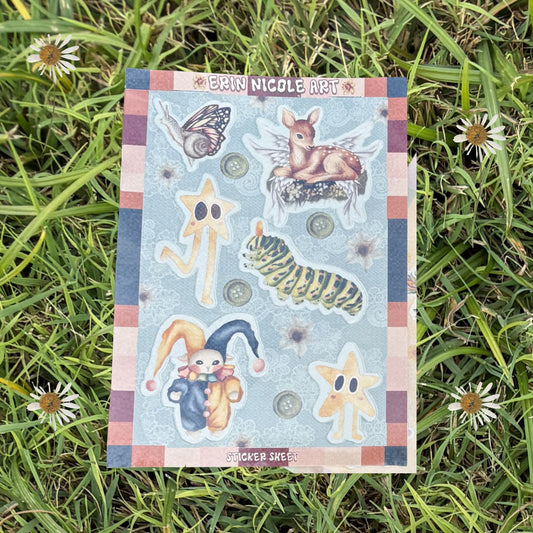 Folky Silly Critters 5x7 Sticker Sheet