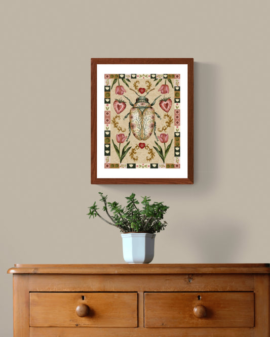 The Folk Art Strawberry Beetle Fine Art Print