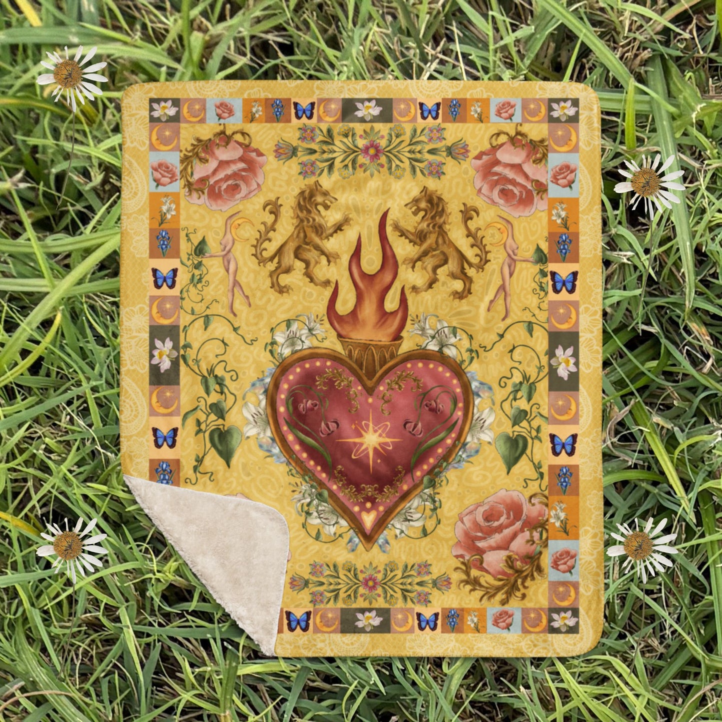 The Strength Tarot Card Fleece and Sherpa Blanket