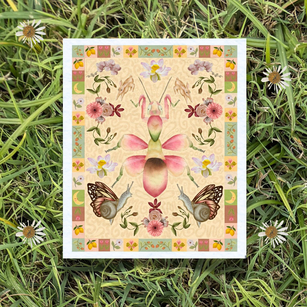 Folk Art Orchid Mantis Fine Art Print