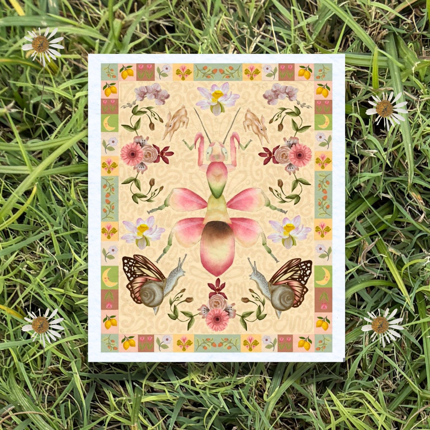 Folk Art Orchid Mantis Fine Art Print