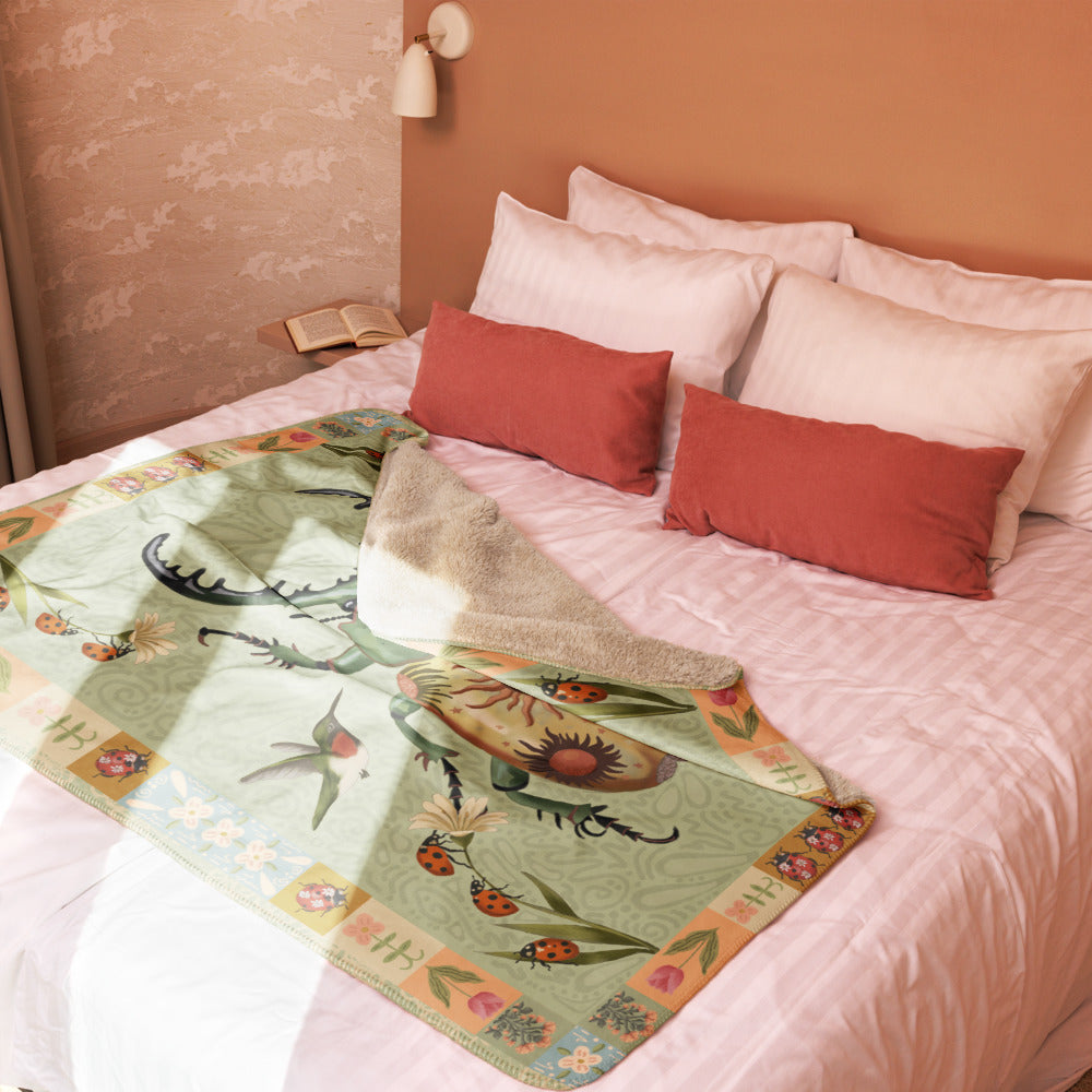 The Sun Beetle Fleece and Sherpa Blanket