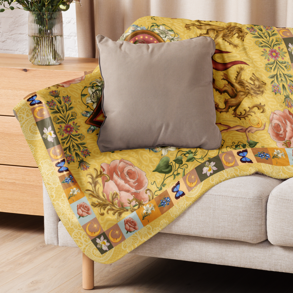 The Strength Tarot Card Fleece and Sherpa Blanket