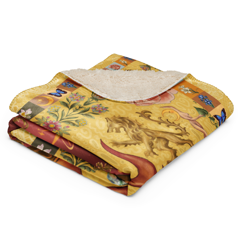 The Strength Tarot Card Fleece and Sherpa Blanket