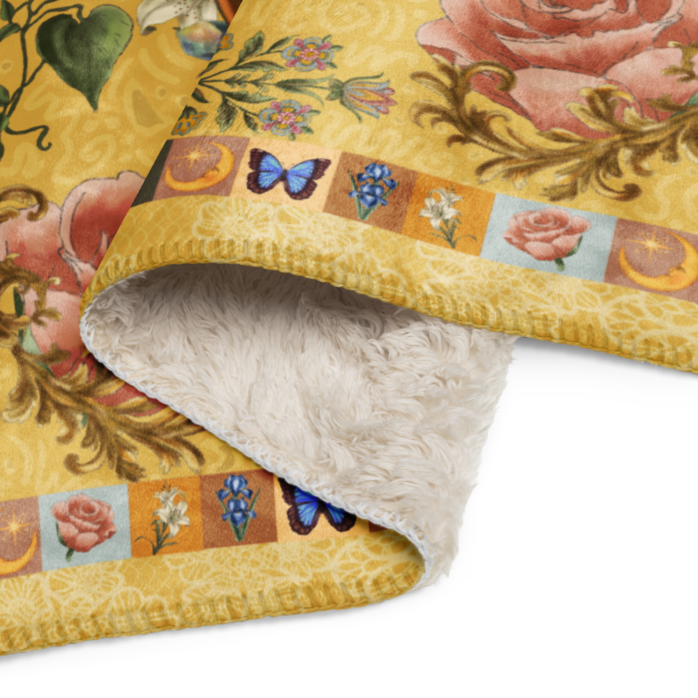 The Strength Tarot Card Fleece and Sherpa Blanket