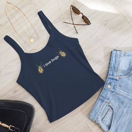 Cropped "i love bugs" Women’s Micro-Rib Tank Top